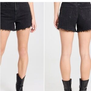 Paige Black Distressed Denim Shorts